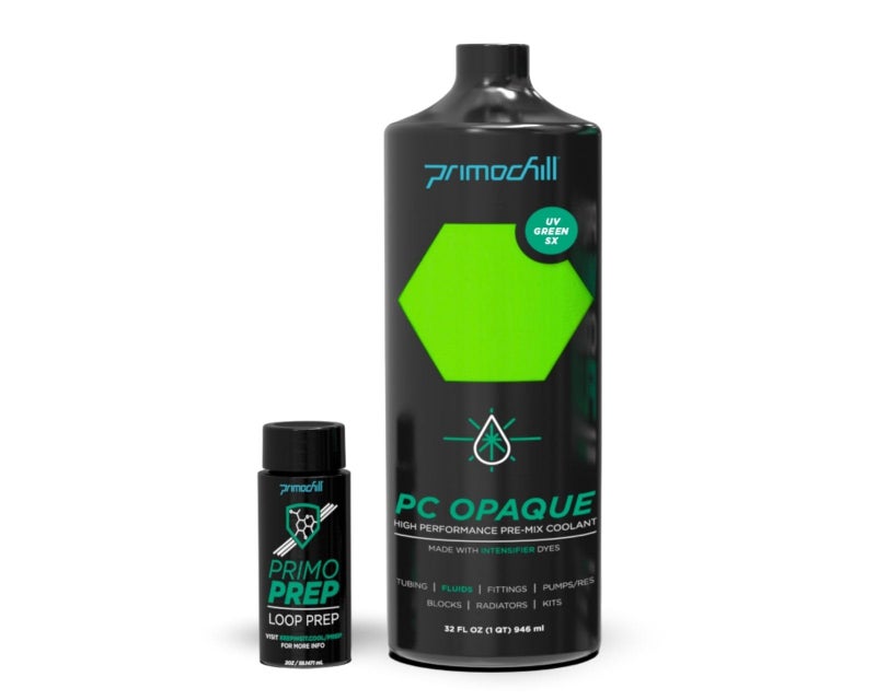 PrimoChill Opaque - Computer WaterCooling Show Coolant, Solid/Non-Transparent, Full Protection, Advanced User, PrimoPrep Included, Proudly Made in The USA (32oz/.9L) - UV Green SX - Image 1